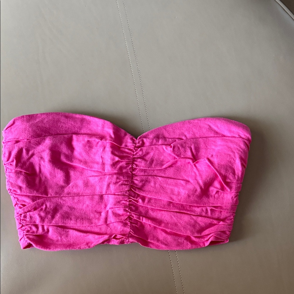 Zara Pink Strapless Ruched Top